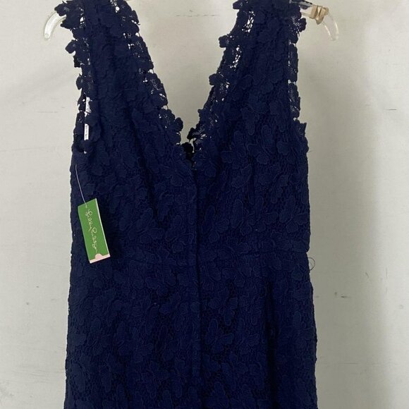 Reeve Sleeveless Papillon Navy Lace Sheath Dress - Picture 4 of 6